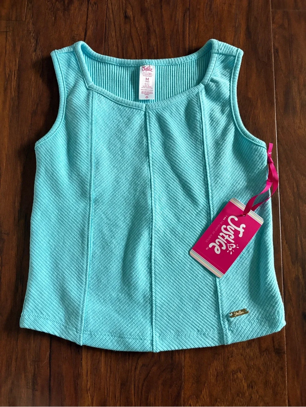Justice Girls Ribbed Teal Tank Top